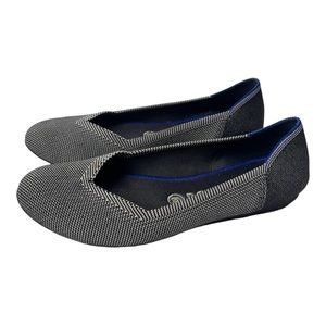Rothys Shoes Birdseye Black White Knit Flats Round Toe Washable Women's Size 9